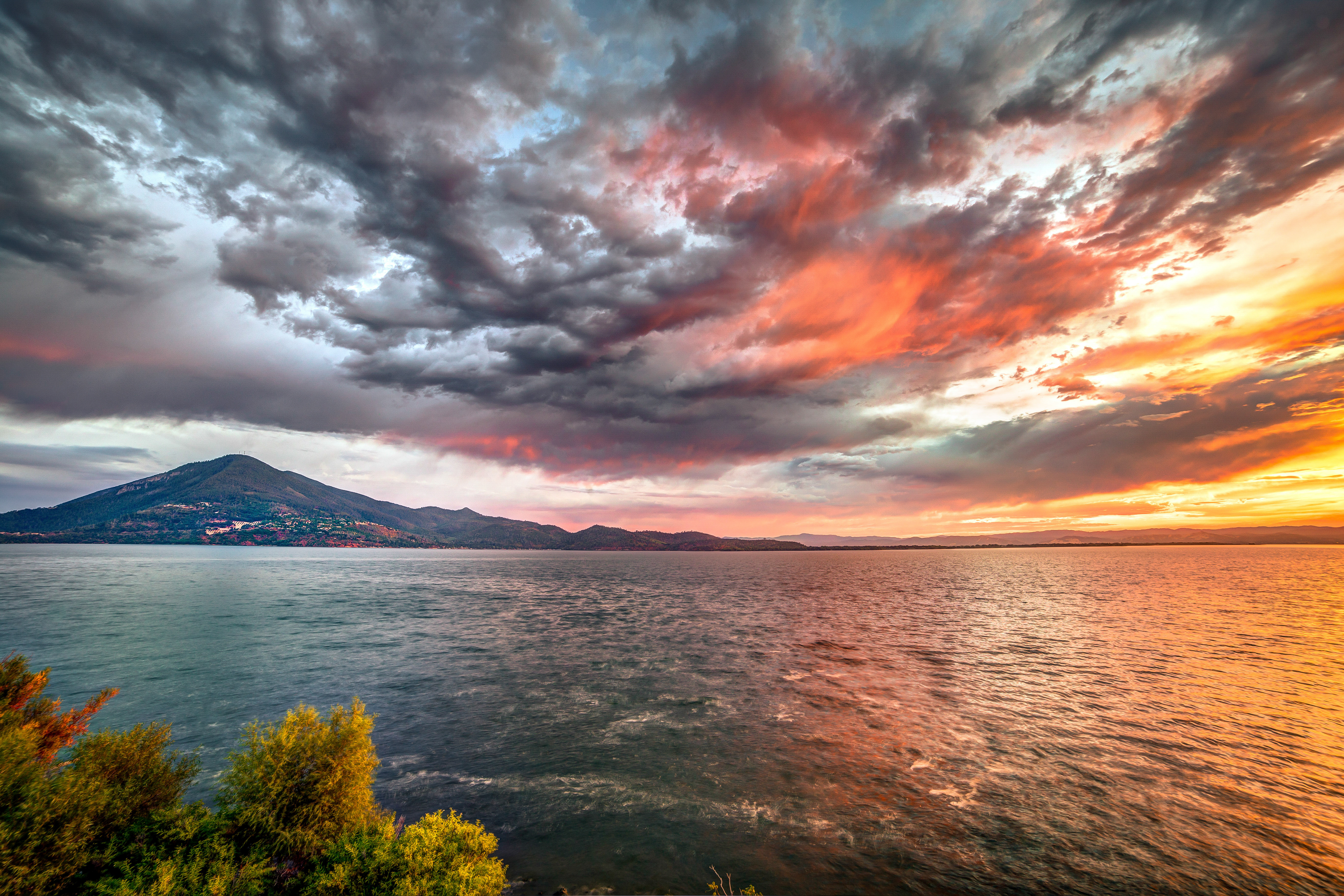 Sunset over clearlake with Konocti in the background